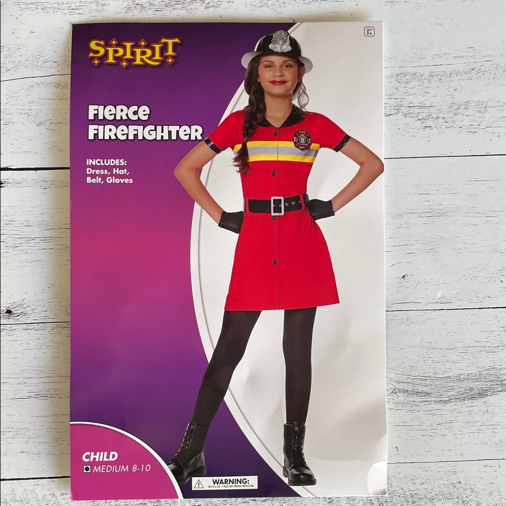 Spirit Red Fierce Firefighter Costume girls size medium